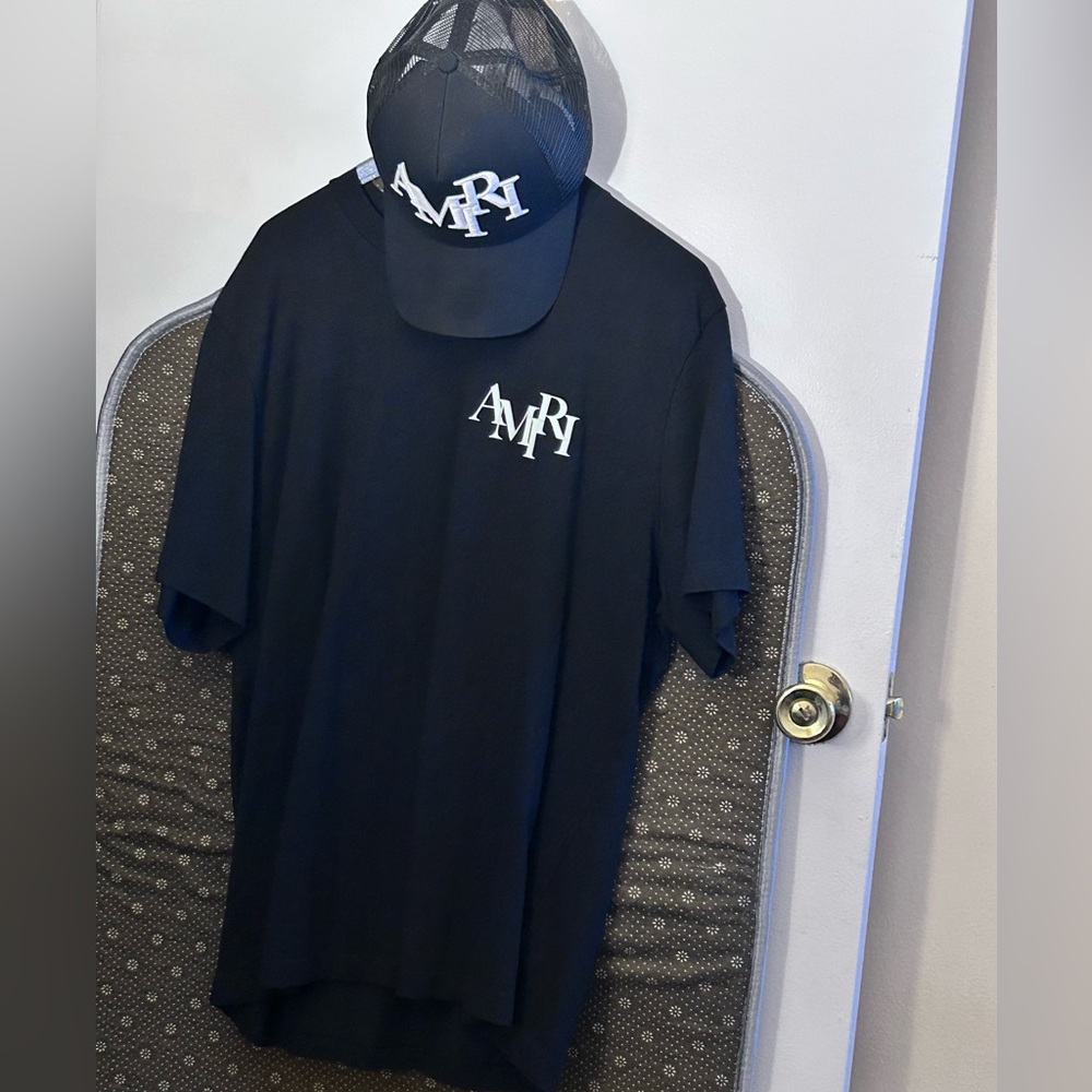 Amiri hat and t shirt worn once size medium t shirt. Will sell separately also
